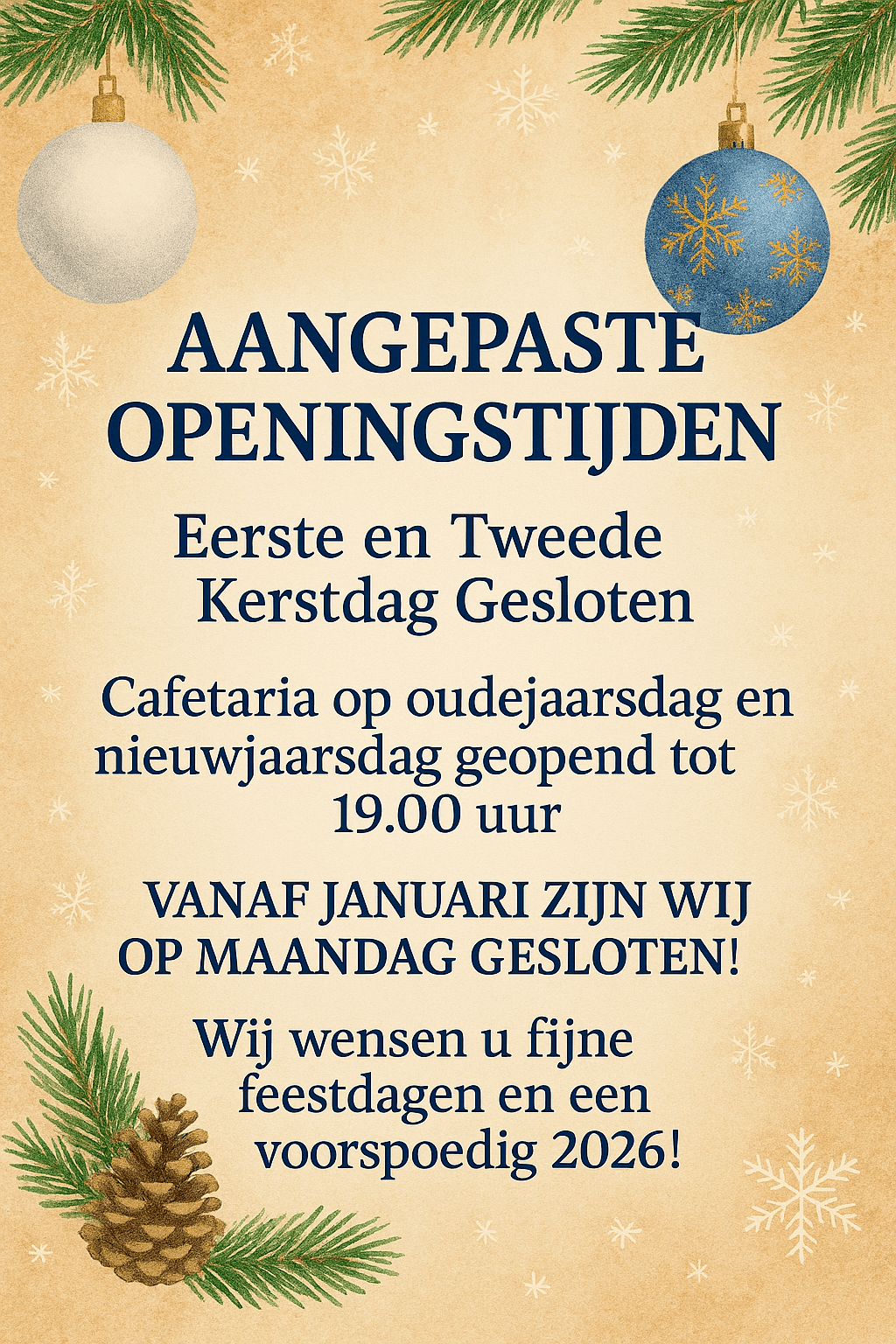 Aangepaste openingstijden